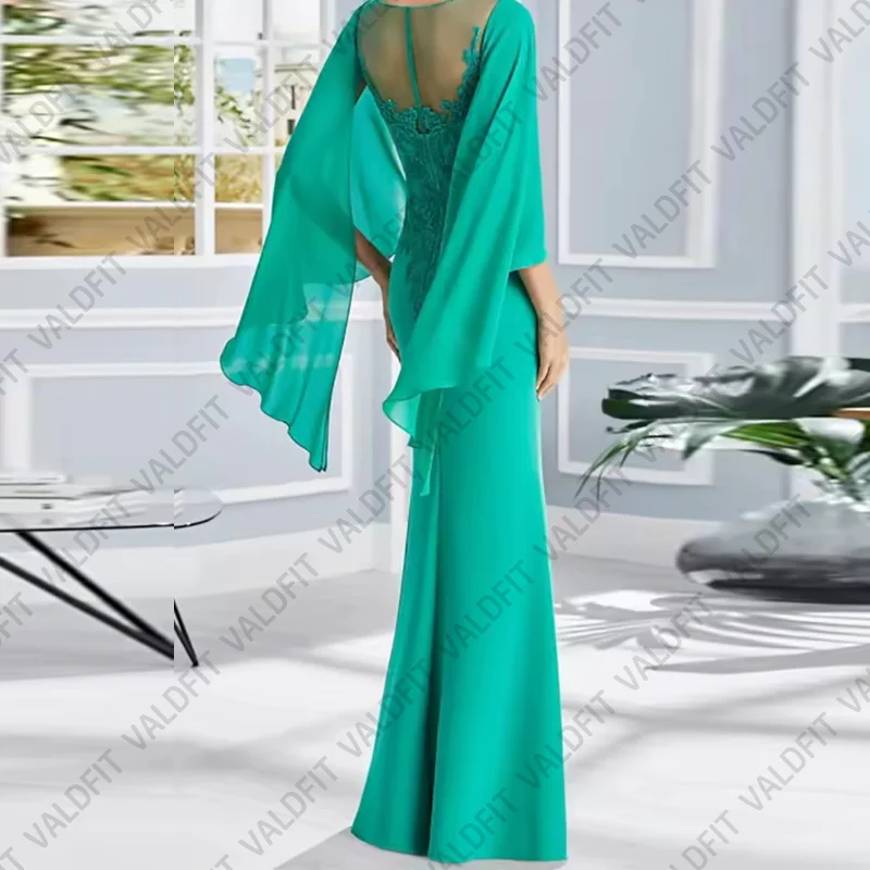 Customized Long Mermaid Green Mother of the Bride Dresses Chiffon Wedding Party Dress Vestido Invitada Boda 2022