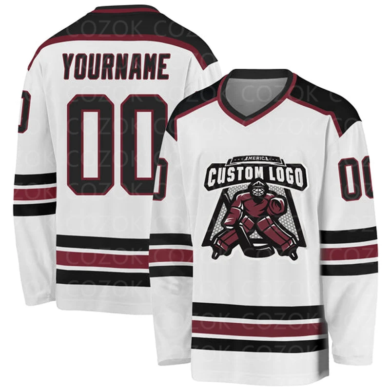 Custom White Hockey 3D Print You Name Number Men Women Ice Hockey Jersey Competition Training Jerseys