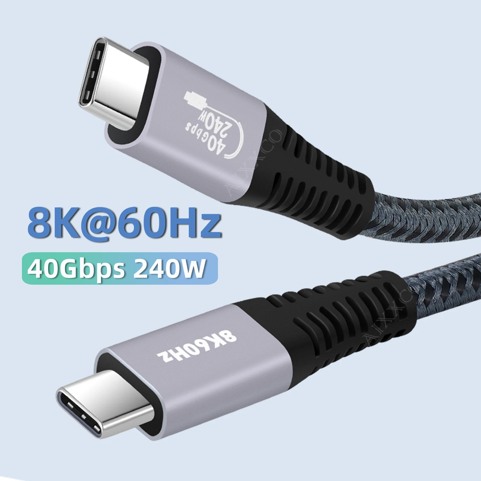 AIXXCO 1m 2m 8K Cable USB C USB4 tipo c a tipo c 40Gbps PD 240W Cable de carga rápida para egpu iPhone Ipad MacBook