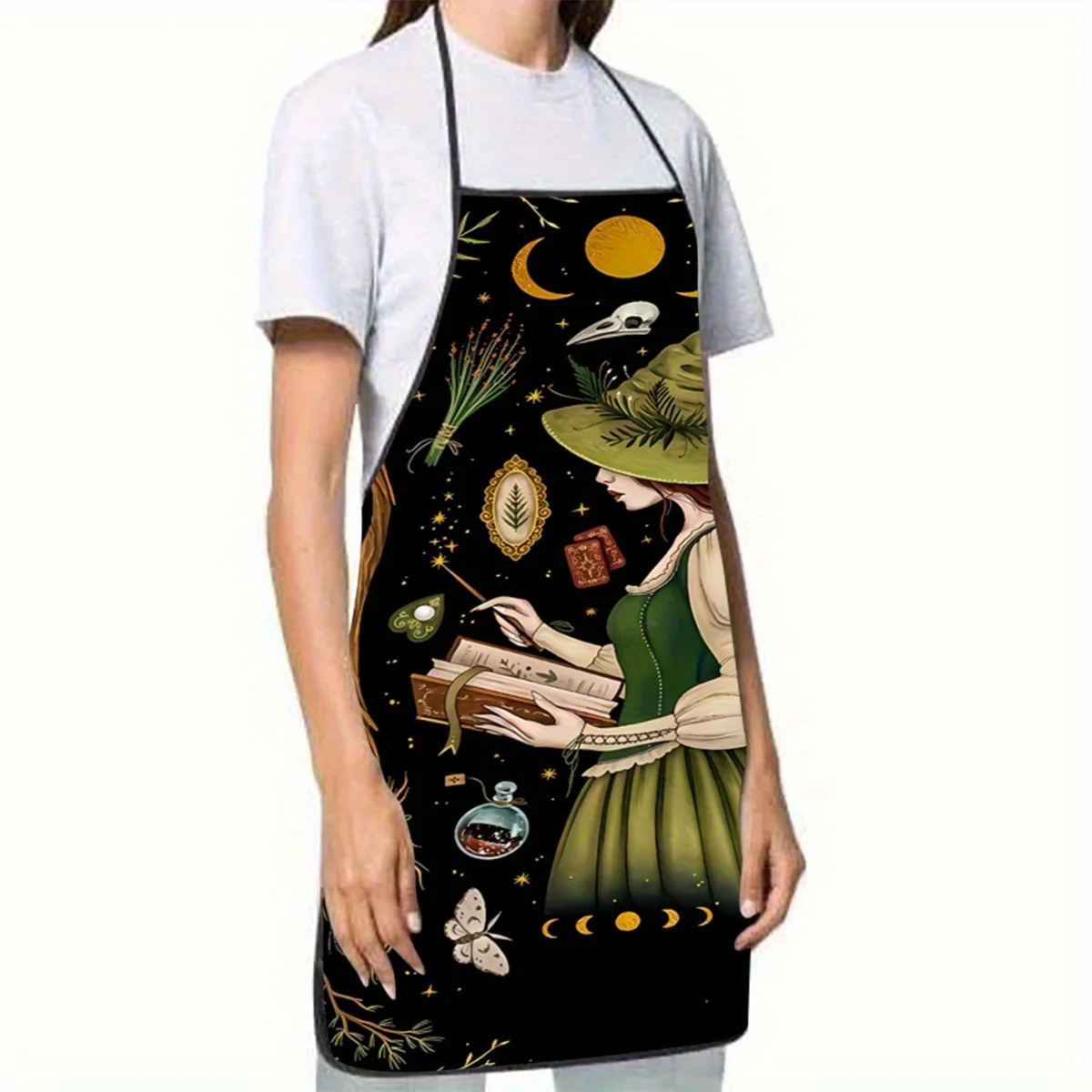 Witch Reading Spellbook Apron, Gothic Kitchen Design