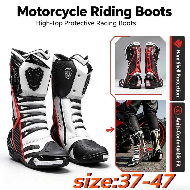 Motorcycle Boots Shock-absorbing and Anti-drop Riding Shoes Competition Forest Road Wear-resistant Men Women Locomotive Shoes