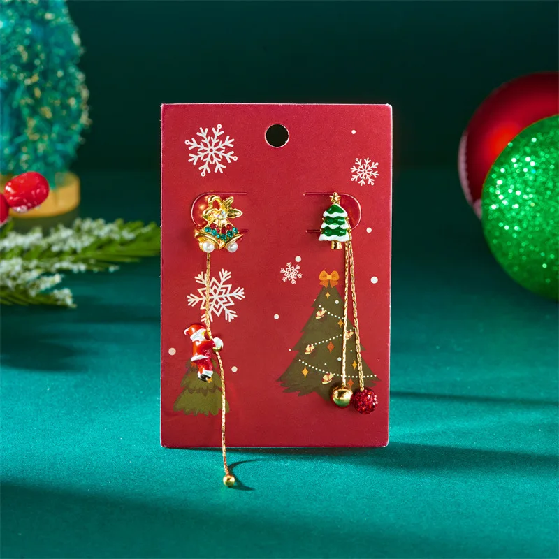 Christmas Crawling Santa Claus Earrings For Women Men Xmas Hat Glove Candy Snowflake Star Fringe Dangle Creative Holiday Jewelry