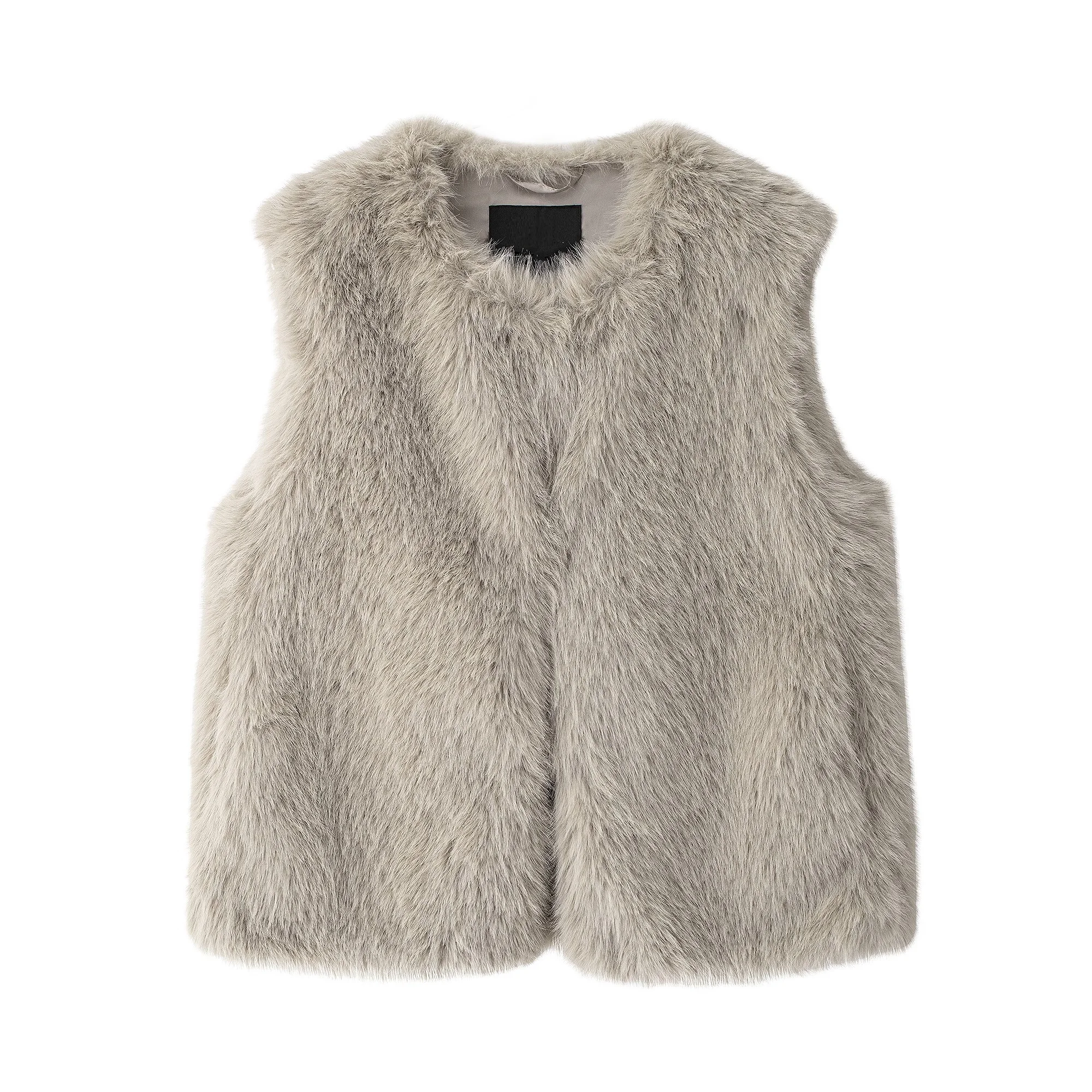 Tangada Women Oversize Faux Fur Jacket Coat Sleeveless 2024 Winter Thick Warm Vest 3H0823