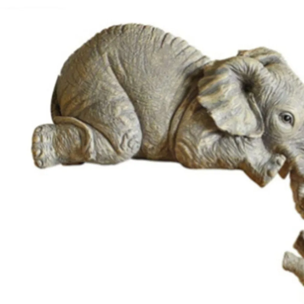 Resin Parent-child Animal Resin Desktop Figurine Grey Elephant Hand Carved Multi-animal Tabletop Statue 5in
