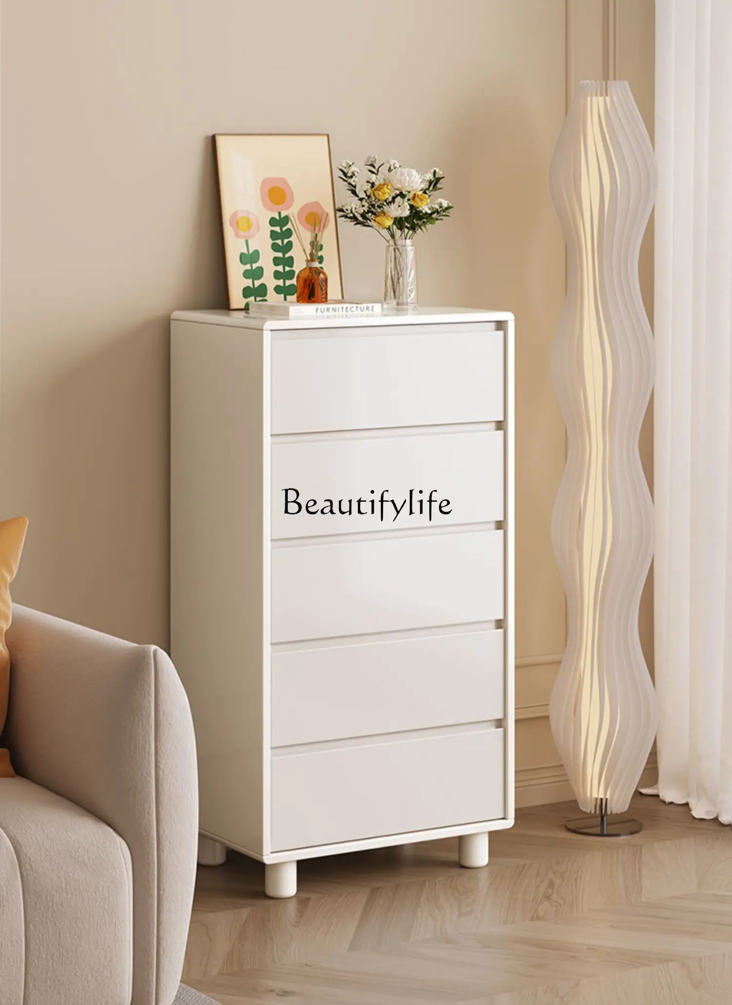 01 Casiers de rangement pour salon, crème Wind, quelques armoires à côté d'entrée