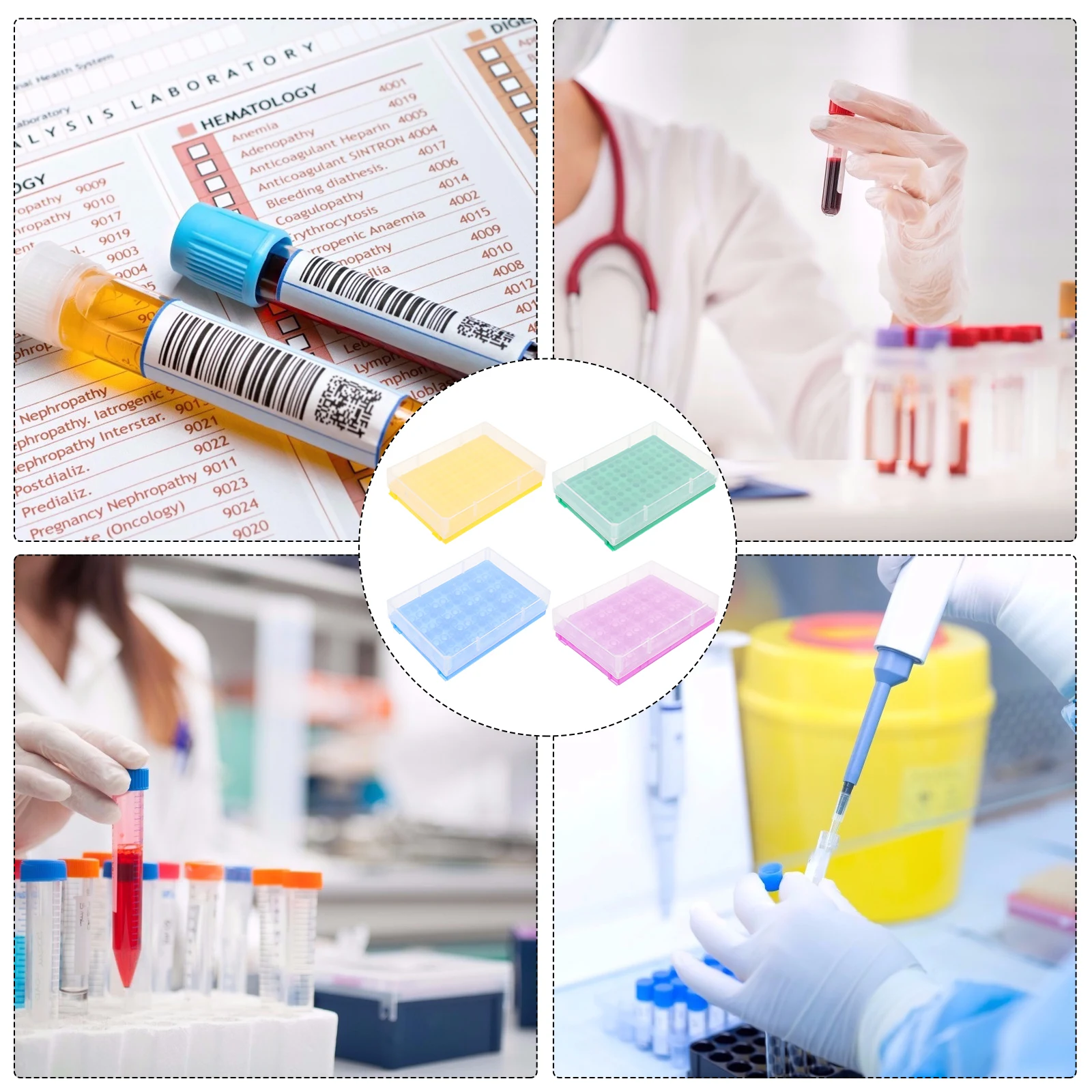 

4pcs Microcentrifuge Tube Box PP 96 Holes Lab Testing Scientific Research Industrial Mining Colleges Teaching Equipment