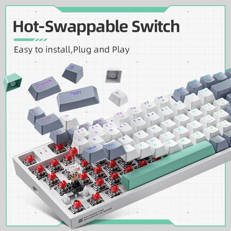 Machenike K500 Mechanical Keyboard Wired Gaming B94 Hot Swappable 94 thumbnail 3