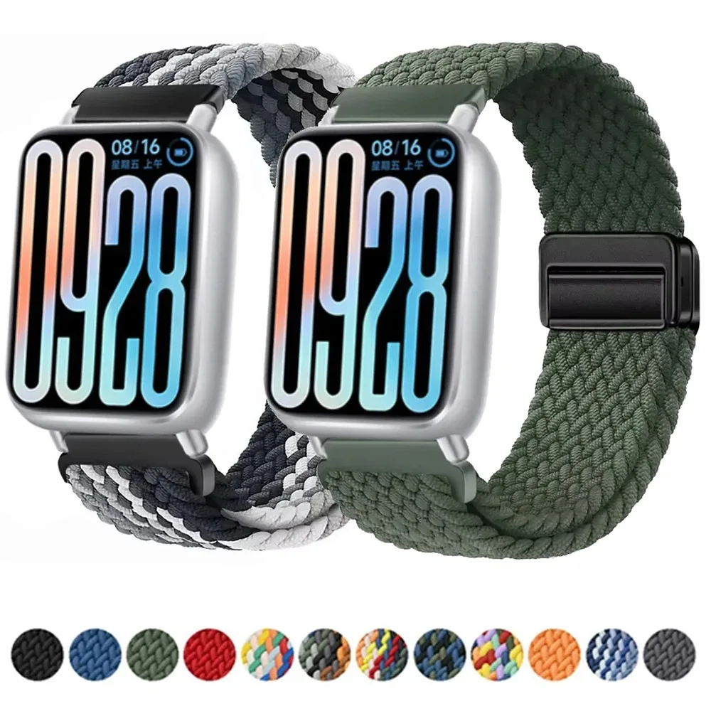 Nylon-Schlaufenarmband für Xiaomi Band 9 Pro/8 Pro, geflochtene Magnetschnalle, verstellbares, bequemes Band für Redmi Watch 5/4 Zubehör