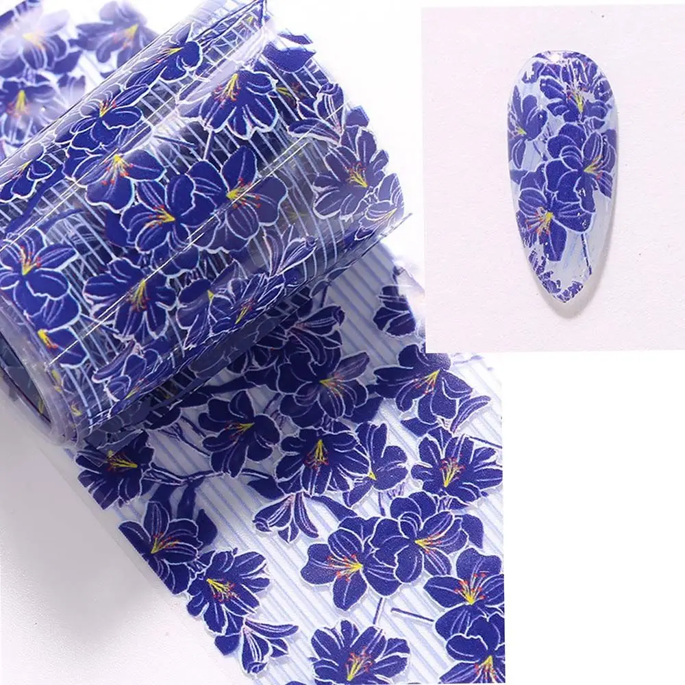 Diy arte do prego envoltórios completos sliders florais unhas adesivos holográficos decalques de transferência de papel decalques flor folhas de unhas