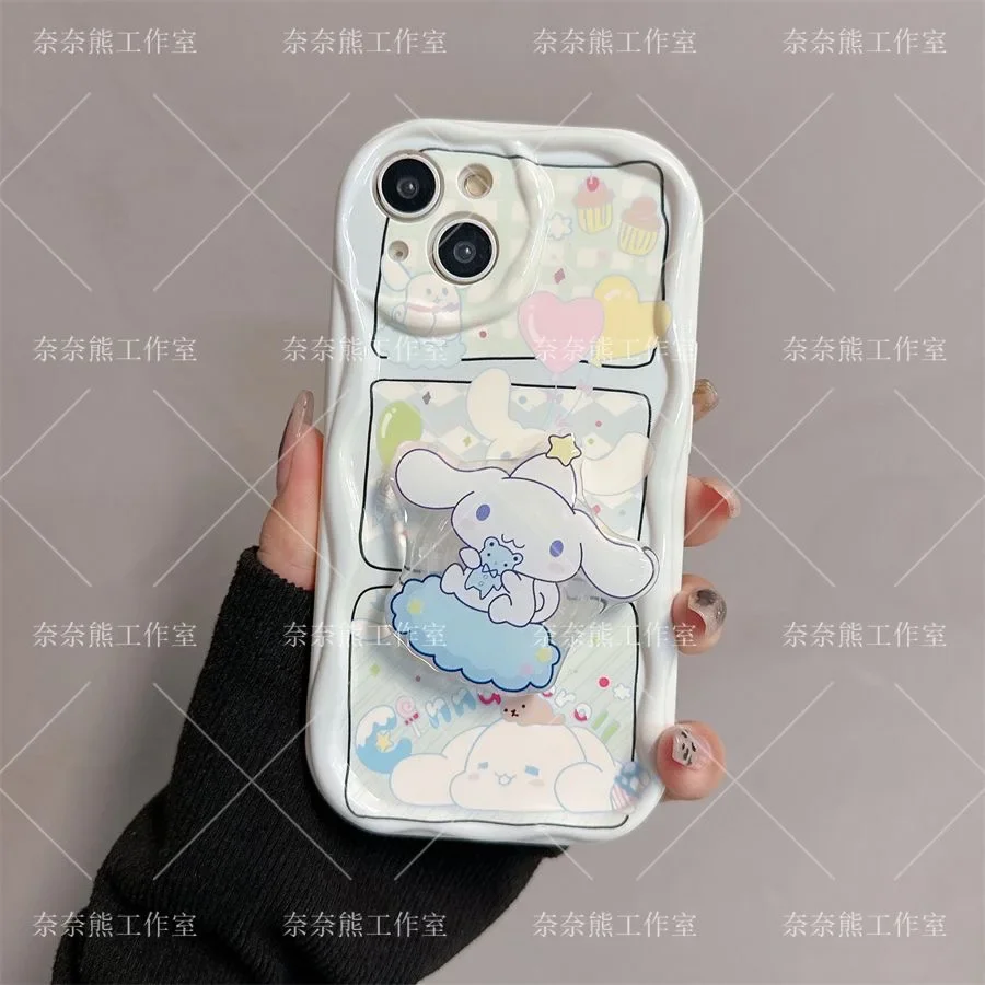 Cinnamoroll 3d Wave Beugel Armband Telefoonhoesje Voor Samsung Galaxy S24 S23 S21 S20 Fe Plus Ultra 4G 5G Zachte Siliconen Achterkant