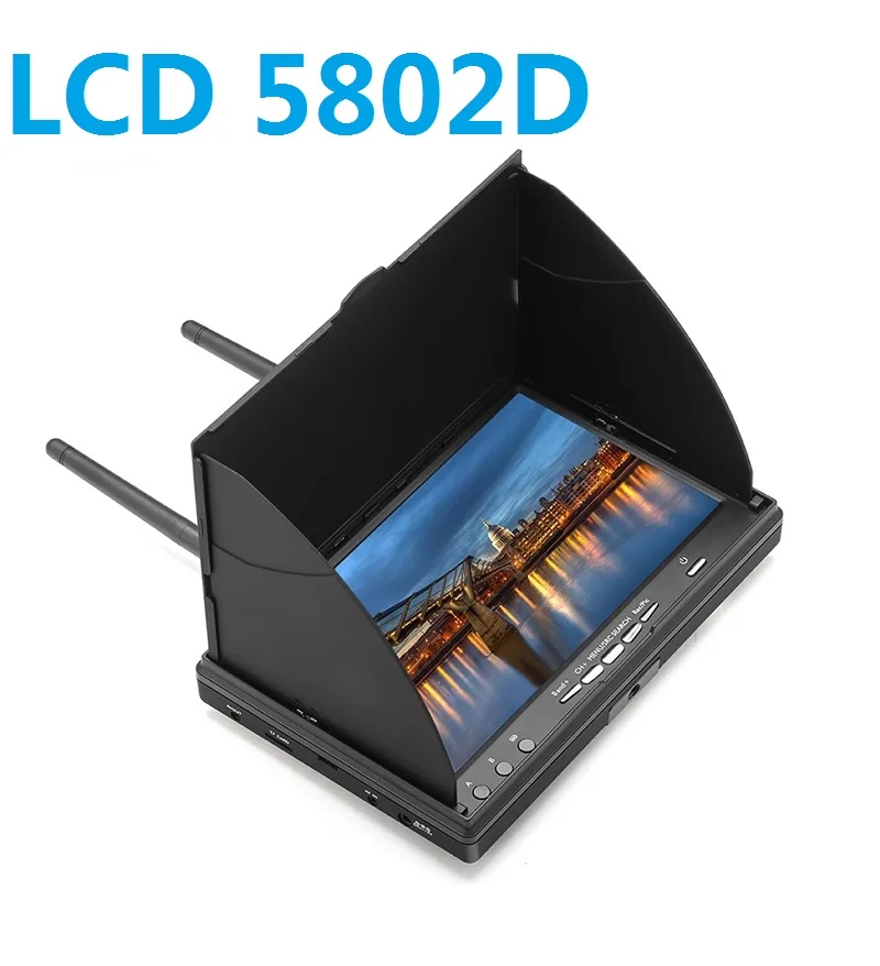 LCD5802D Traversing Aircraft Monitor 5.8G Receiver Integrated 7-inch Aircraft Model Display FPV Aerial Photography Display Scree