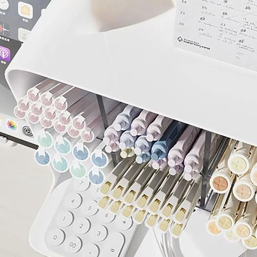 서랍이 있는 플라스틱 경사 펜꽂이, 대용량 경사 데스크탑 보관함, 내구성 방진 데스크탑 잡화 보관 랙