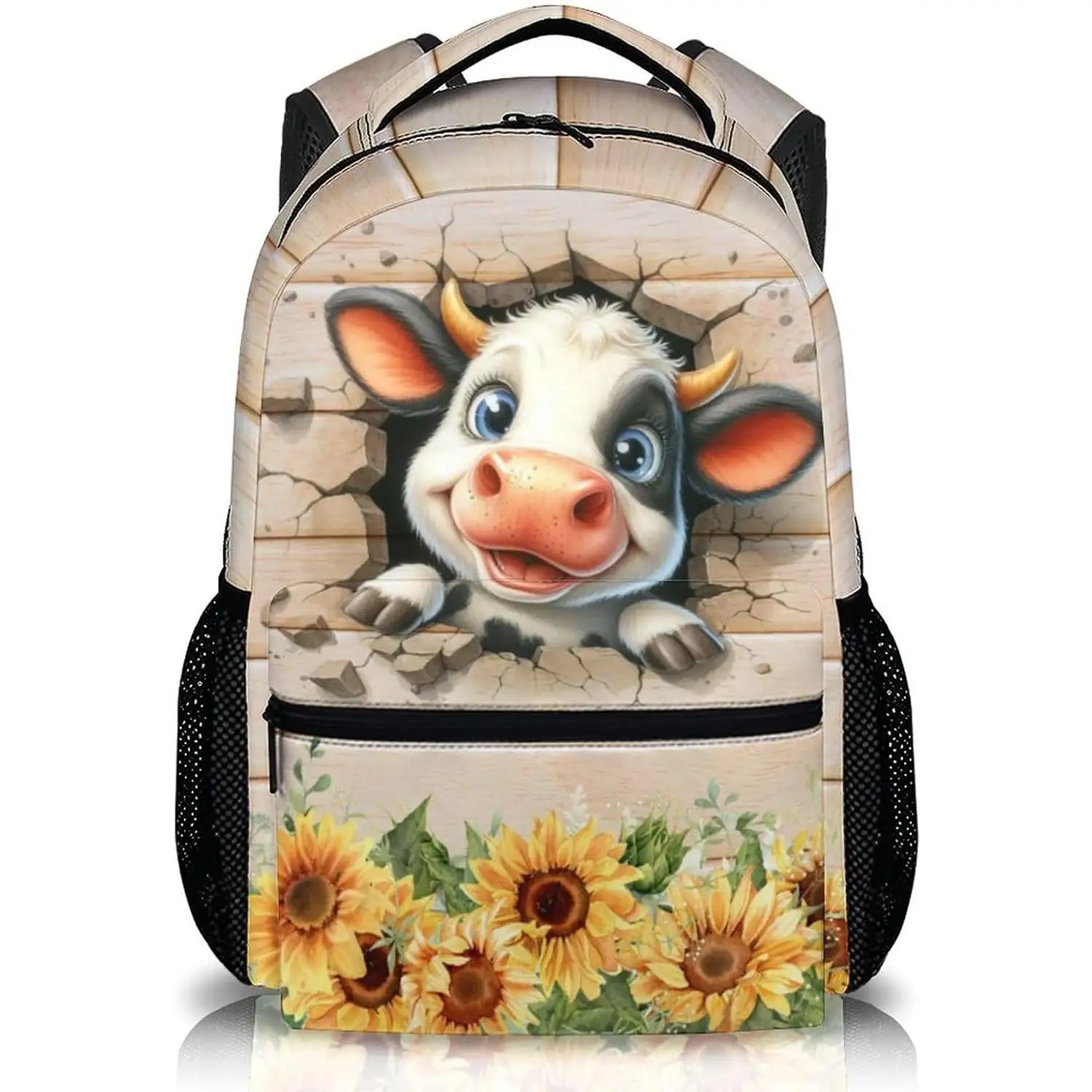 

Kids Backpack, Cow Backpack for Boys Girls, 17 Inch Casual Schoolbag, Cute Printed Bookbags for Kindergarten School Travel