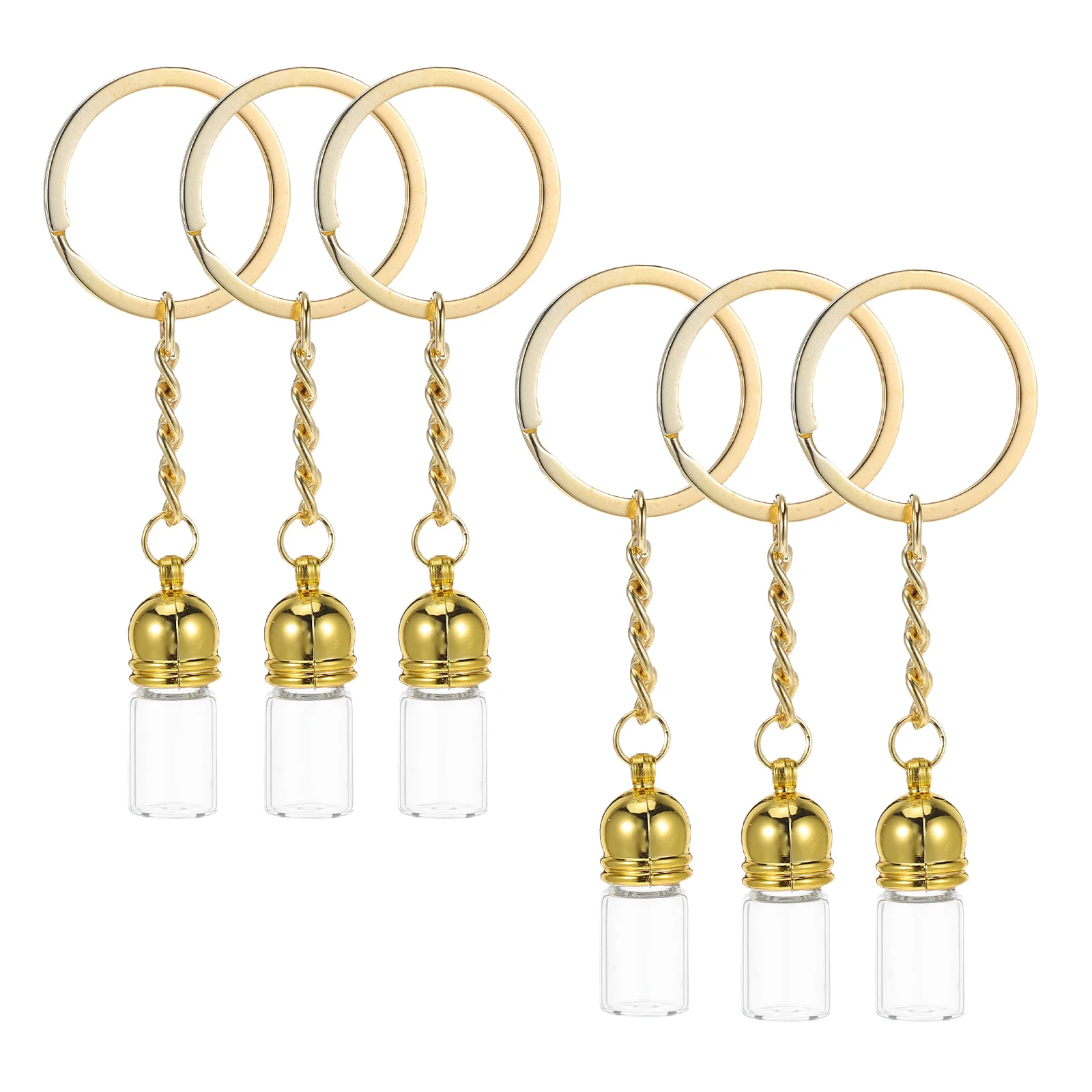 

6Pcs Essential Oil Mini Glass Bottles Keychain Transparent Vials for Perfume Travel Aromatherapy Portable Small Storage Bottle