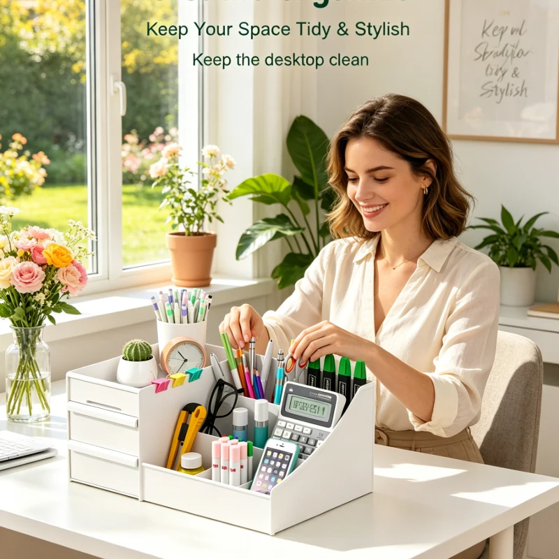 Desktop White Plastic Makeup S - Desk Drawer Unit avis et prix