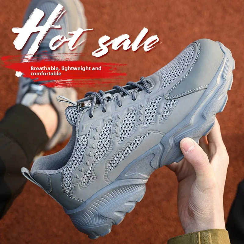 Men's Lightweight Breathable Anti-smashing Anti-piercing Plastic Bag Head Insulating Safety Shoes Mesh Soft Sole Work Shoes