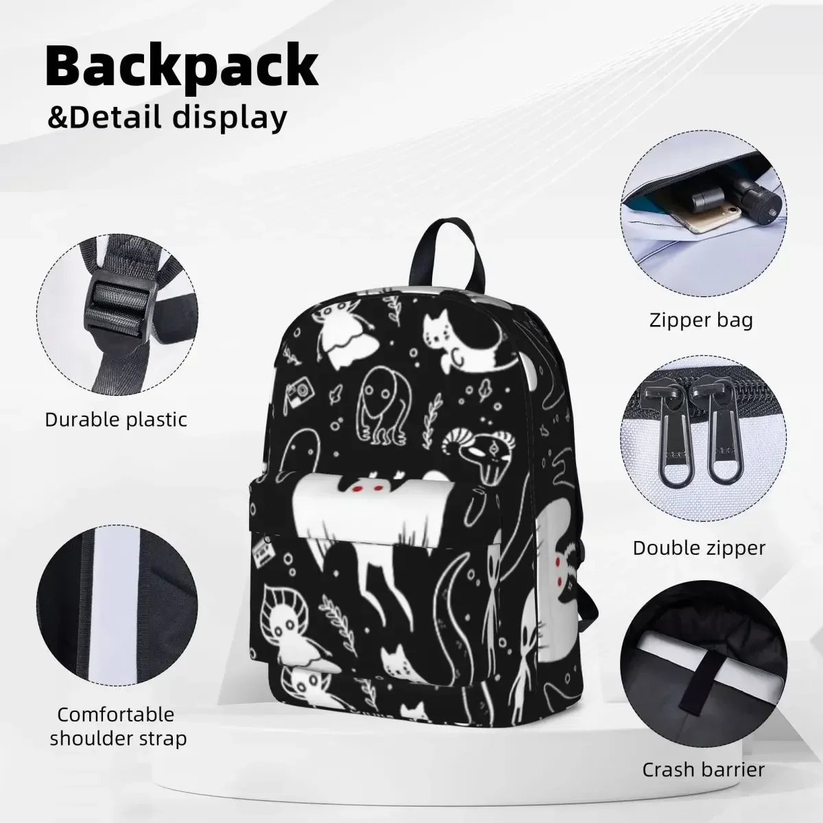 Cryptids In Black Backpack Backpack Waterproof Children School Bag Laptop Rucksack Travel Rucksack Large Capacity Bookbag