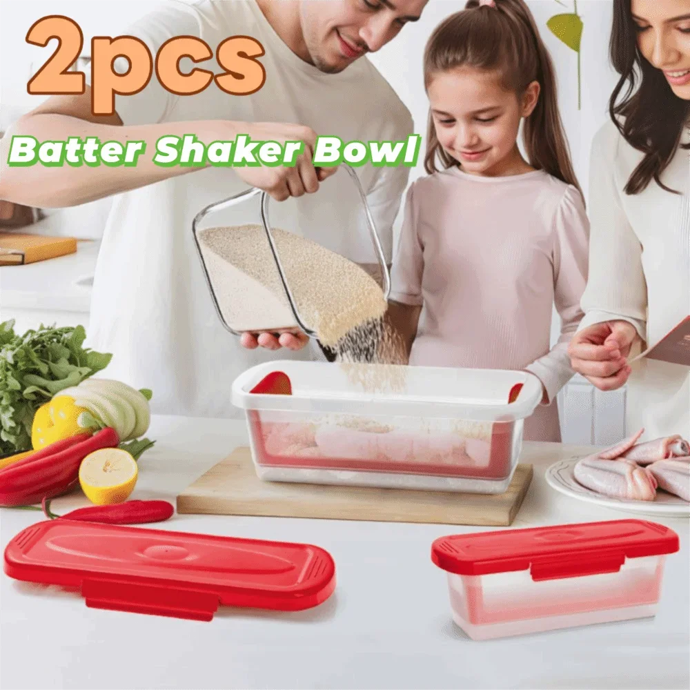 Recipiente Rectangular de 2 Piezas para Harina para Pescado Frito, Gran Capacidad, Antiderrames, con Bandeja y Colador de Plásti