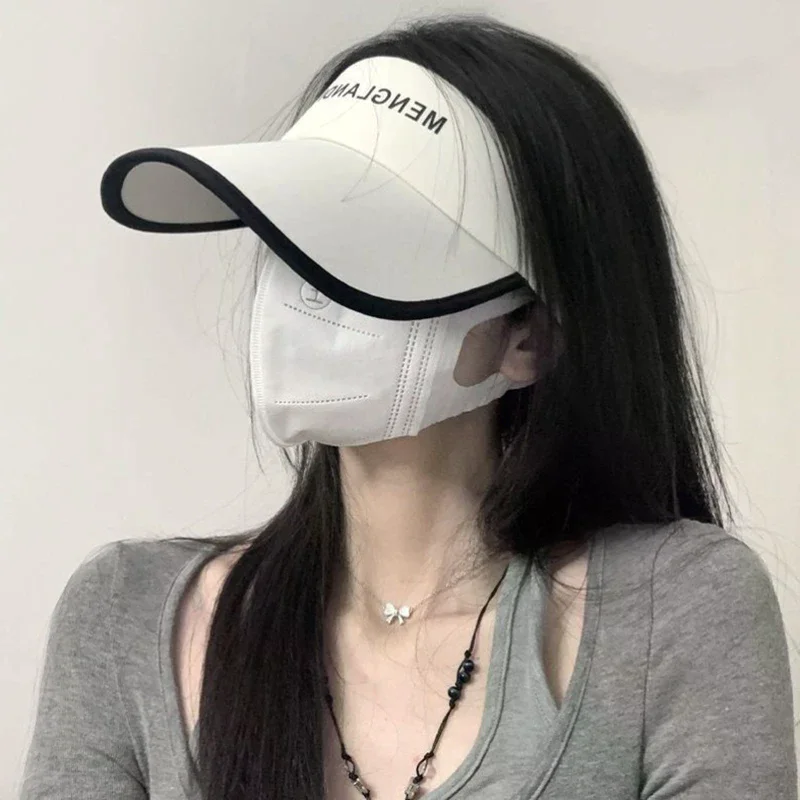 Long Brim Sunscreen Cap For Women Girl Anti-UV Sun Protection Bonnet Summer Run Sports Female Duck Tongue Hat Visors