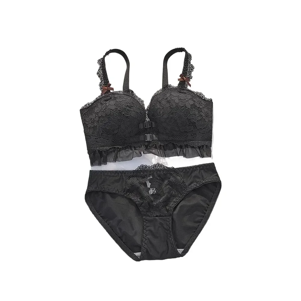 MOYISU Push-up-BH-Set mit Vorderverschluss – viktorianisches Spitzen-Bralette, Anti-Durchhängen, kabelloser Komfort für Frauen auf der Schule