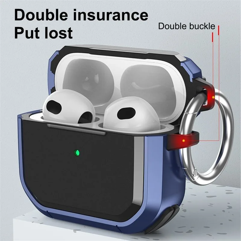 New 2024 Hard Shockproof Armor Earphone Case For AirPods Pro 1 2 3 4 ANC Pro2 Cover Shell For Apple AirPods4 Strap buckle