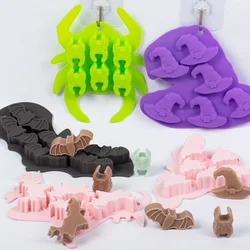 Creative Bat Spider Chocolate Silicone Mold Ghost Candy Biscuit Ice Mould Halloween Party Cake Decor Festival Soap Candle Gifts