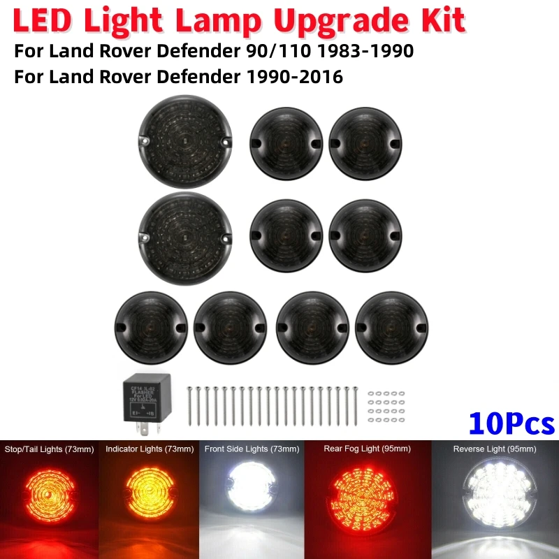 

10Pcs/set Car Modified Light Kit Turn Signals Reverse Brake Tail Lights Accessories For Land Rover Defender 90/110 1983-2016