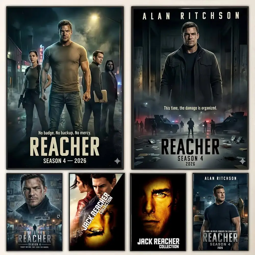 Action Thriller Movie J-Jack R-Reacher Painting Calligraphy Canvas Poster Wall Art for Living Room Bedroom Cafe Decor Gift