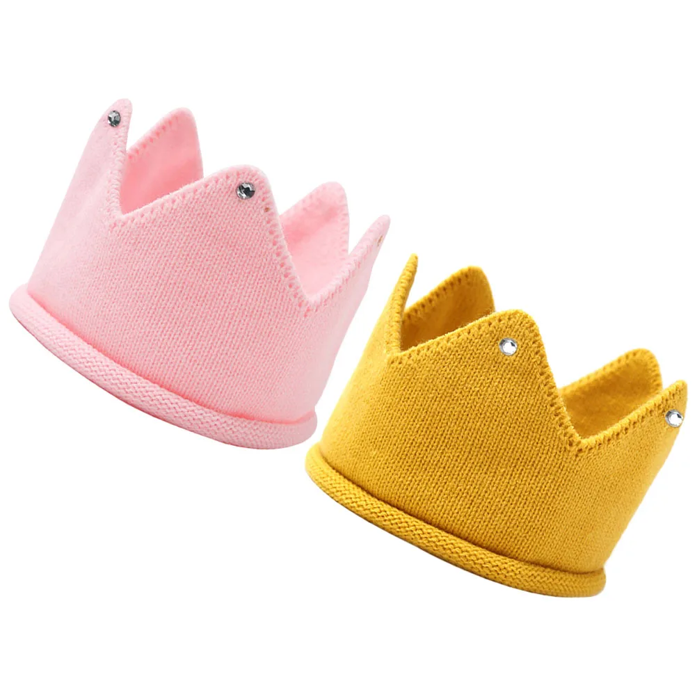 

2pcs Mini Crown Hat Assorted Color Comfortable Breathable Durable Wear Resistant Baby Showers Cap
