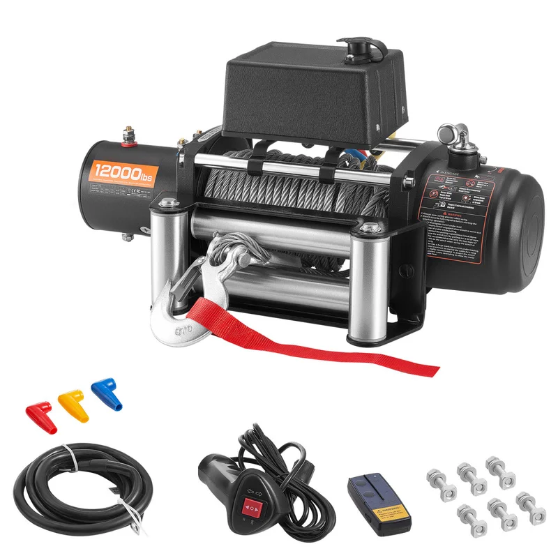 Electric Winch, 12000 lbs Load Capacity, 12V DC Truck Winch with，Suitable for Towing SUV Jeep Trailer Boat Off-Road Vehicle