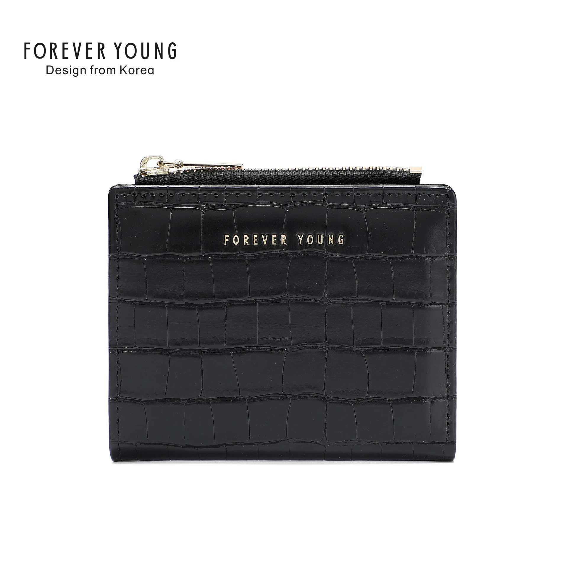 FOREVER YOUNG Light Luxury Crocodile Pattern Wallet for Women 2024 New Fashion Short Card Wallet Multi-card Slot Zipper Coin Bag