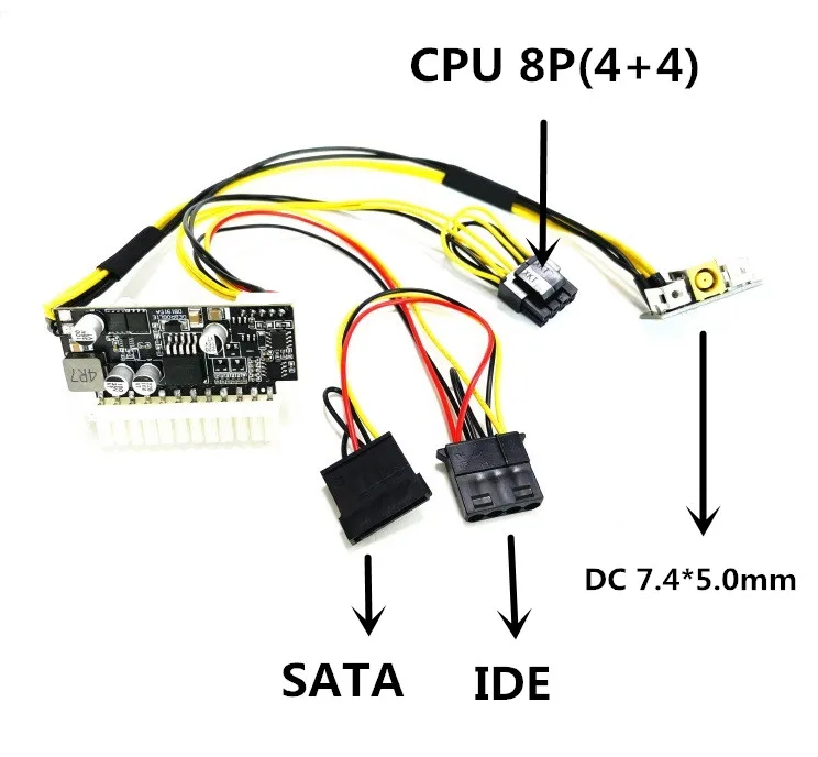 Upgrade DC 7.4*5.0 size PSU 19V 200W Pico ATX Switch Mining PSU 24pin MINI ITX DC to ATX PC Power Supply For Computer