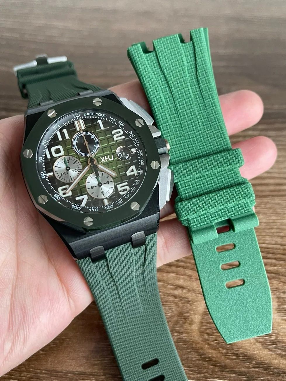 Amazing XHJ Wristwatch AP RoyalOak 26405 Offshore 44mm Green Ceramic Men's Watch The Best 3126 Selfwinding Chronograph Movement