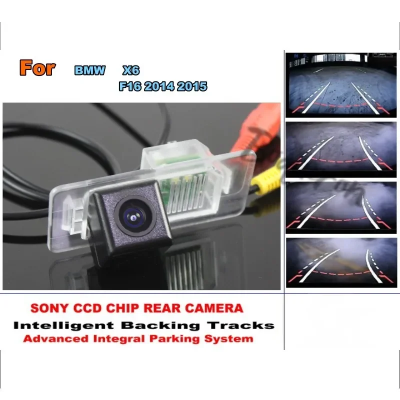 

For BMW X6 F16 2014 2015 Smart Tracks Chip Camera / HD CCD Intelligent Dynamic Parking Car Rear View Camera