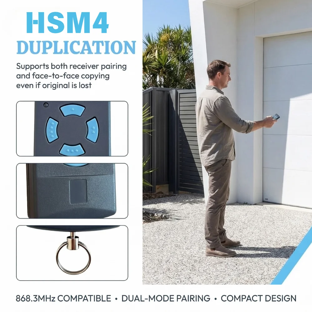 

NEW upgrated Pilot Clone HORMANN HSM4 HSE2 HSE4 Gate Remote Control HS1 HS2 HS4 868MHZ Hand Transmitter Command with Keychain