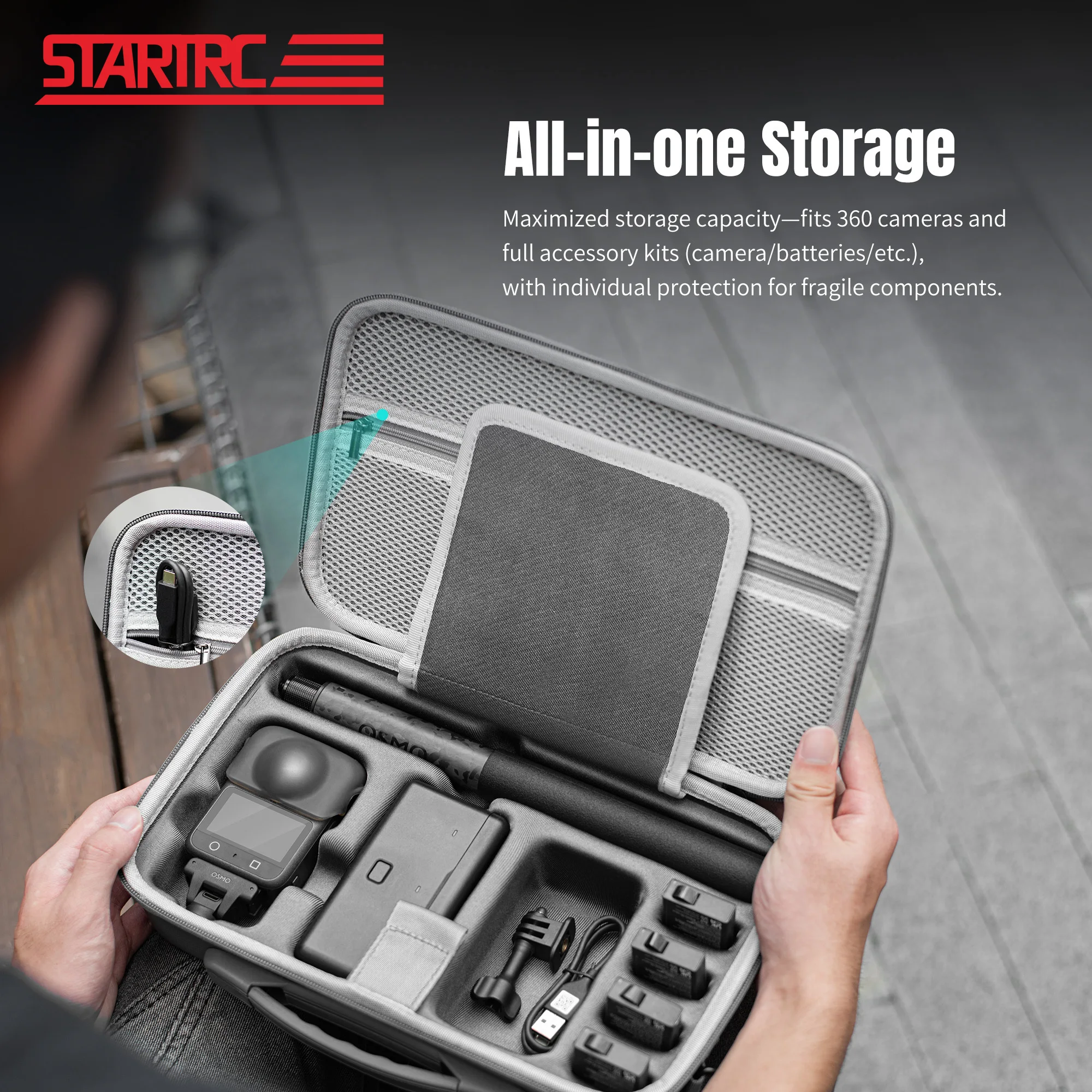 

STARTRC Camera Carrying Case For DJI OSMO 360 Accessories Storage Case PU Shoulder Bag All-in-One Portable Handbag