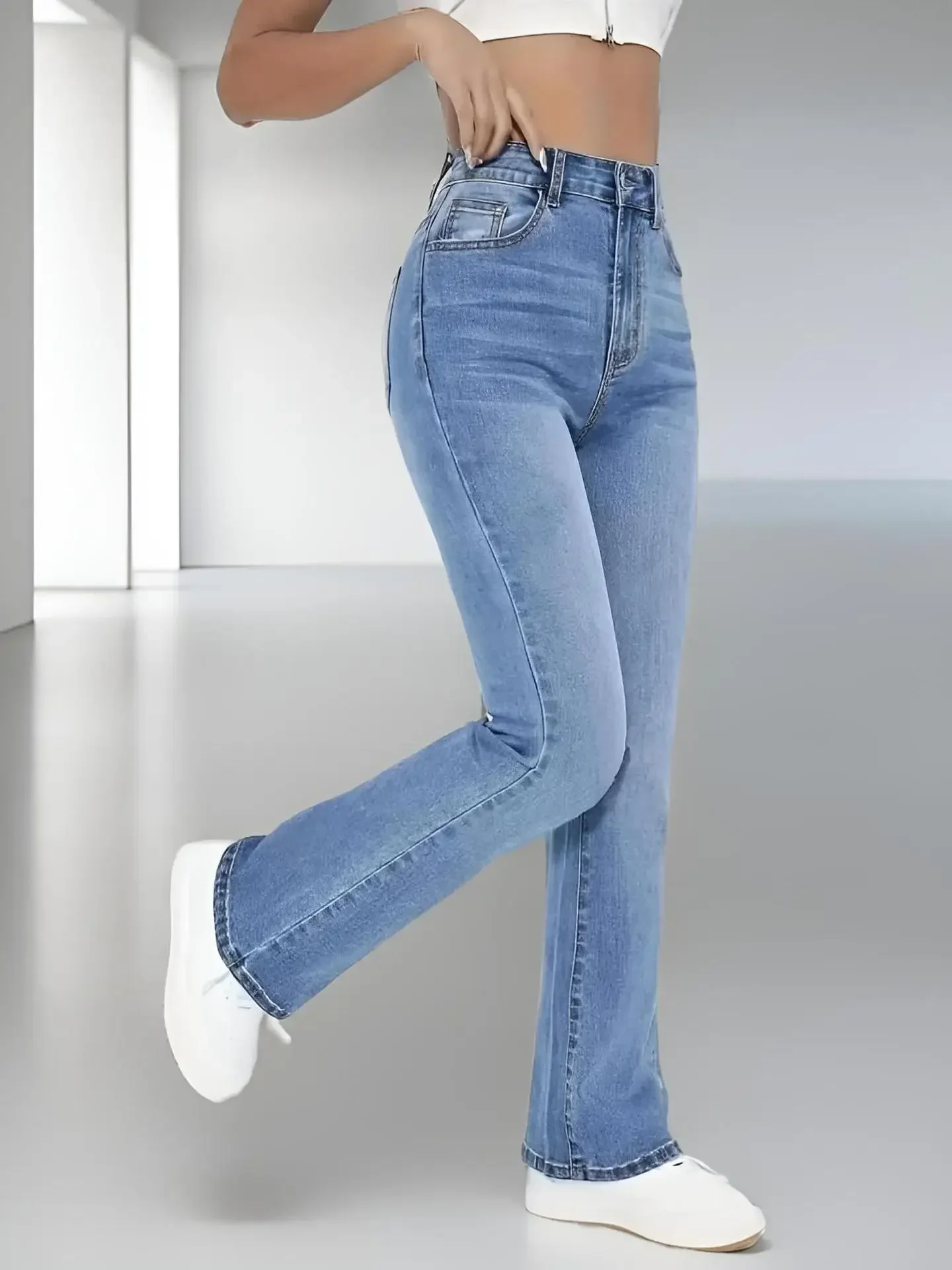 

New women's hot jeans slimming European and American style casual versatile high waist washed Denim trousers for women