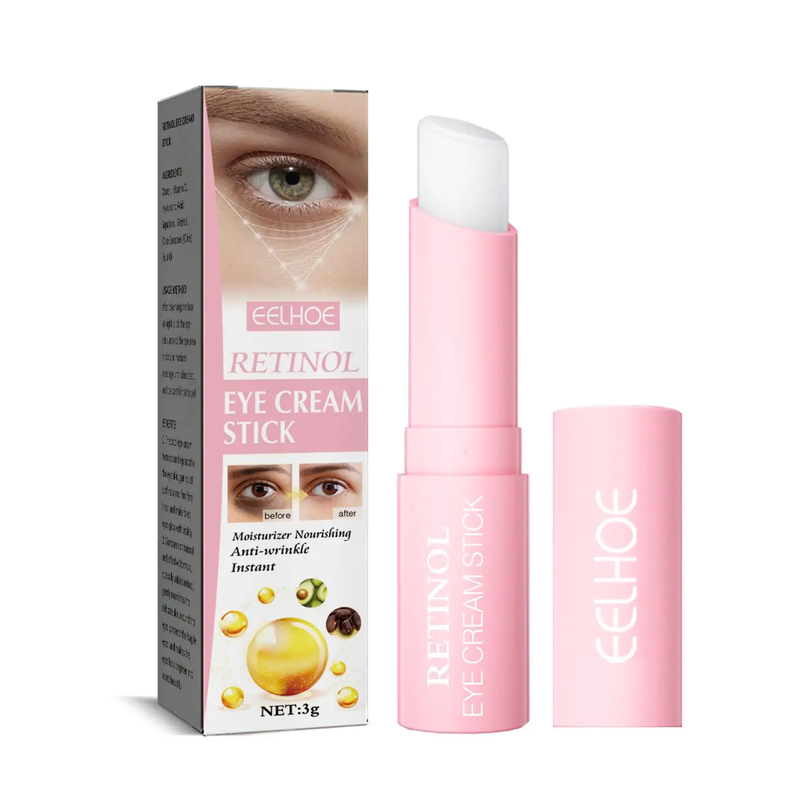 3g 1 Stück Retinol Augen creme Stick Anti-Aging Anti-Falten straffende feuchtigkeit spendende Schwellungen schwarz und Kreise tiefe Aufhellung