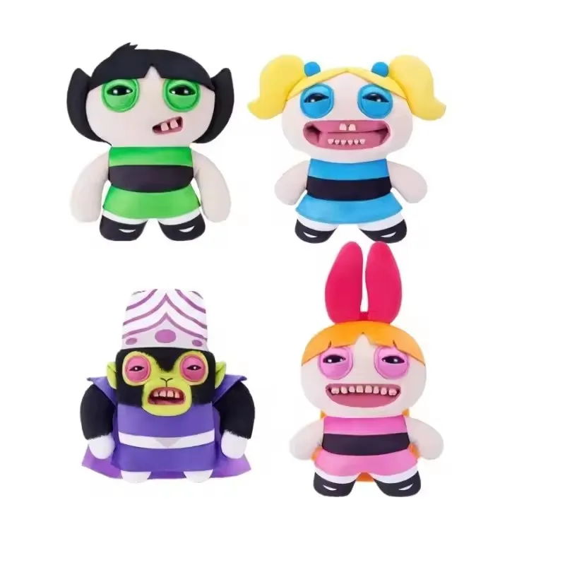 ZUR Fuggler Powerpuff Girls Plush Keychain Cute Monster Soft Stuffed Doll Bag Charm Pendant Collectible Toy for Kids Gift