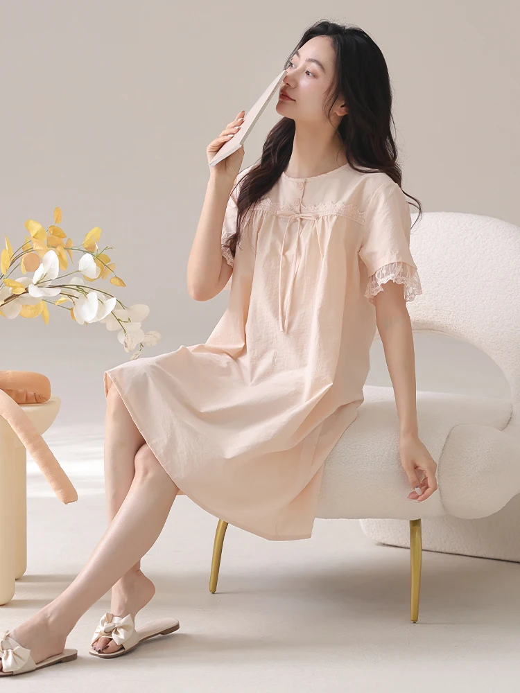 fenteng-care-シルクコットン-レディース-ナイトガウン-夏-薄手-半袖-スリープドレス-外出着としても着用可能-プラスサイズ-ホームウェア