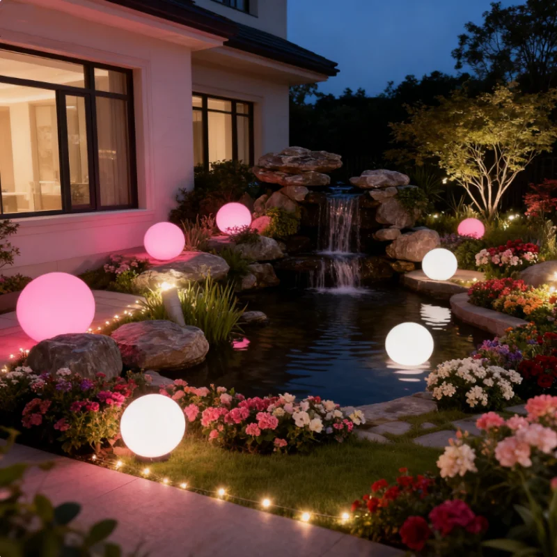 Lámpara de jardín solar al aire libre de luna blanca Lámpara de pie de césped de jardín al aire libre de villa de paisaje lunar