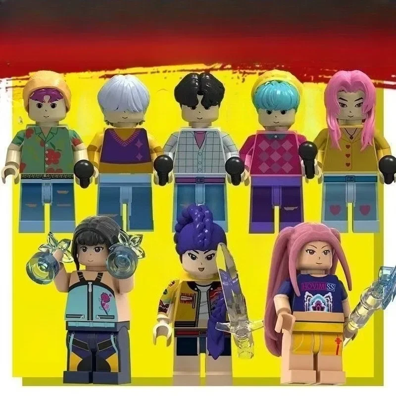 2025 Anime Kpop Devil Hunter Building Blocks Rumi/Mira/Zoey Figure Statua Modello periferico Desktop Ornamento Giocattolo Regalo di Natale