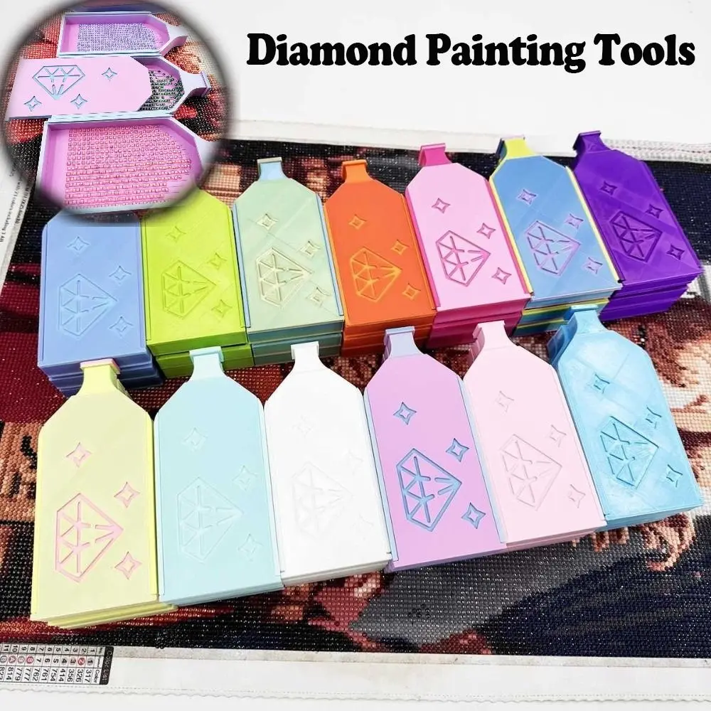 DIY Craft Diamond Painting Tray Kits Multi-Color With Lid Large Diamond Painting Tray Glitter Embroidery Art Dot Drill Tray