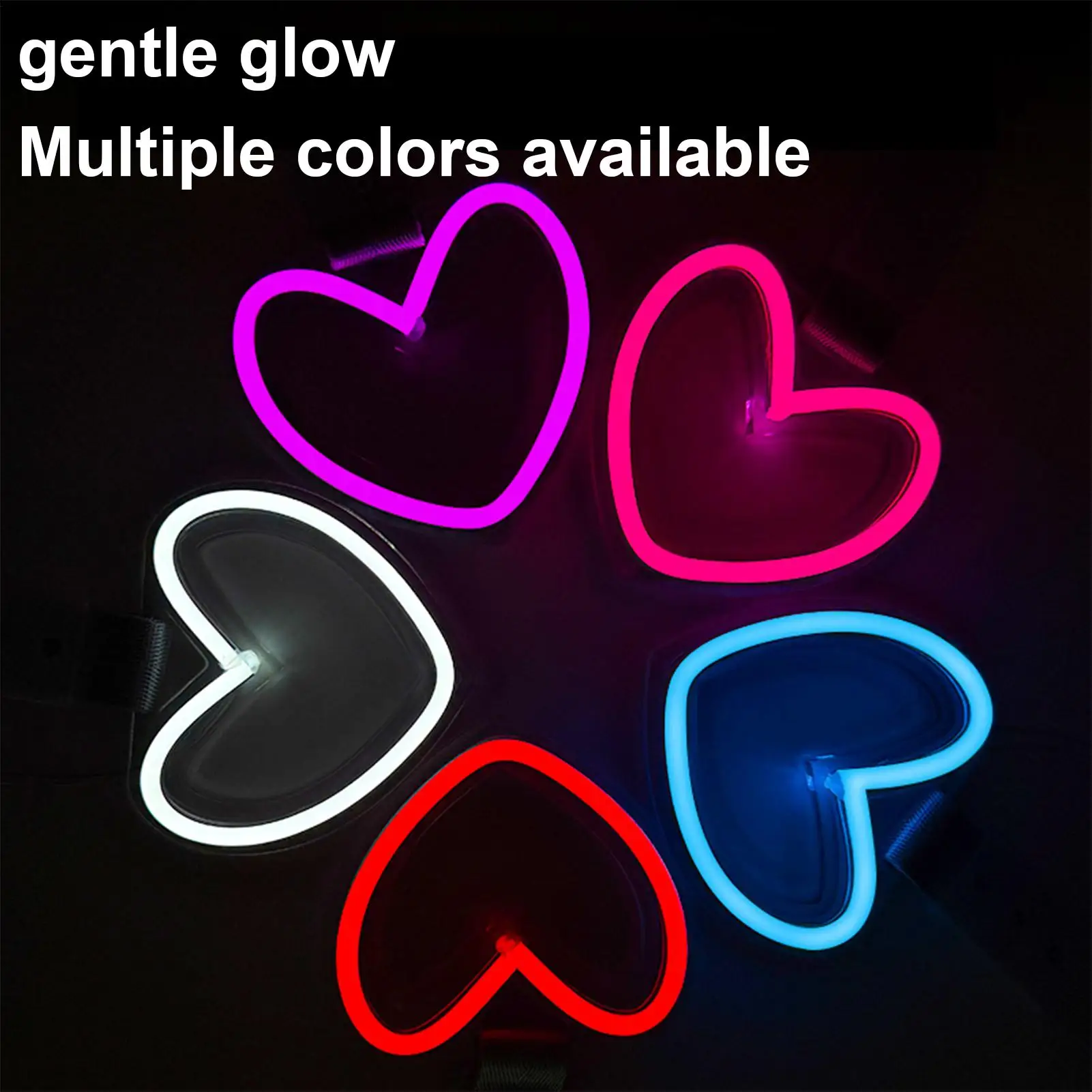

Car LED Heart Neon Light With Handle Straps Auto Car Rear Bumper Safety Warning Ring Automotive Interior Decoration