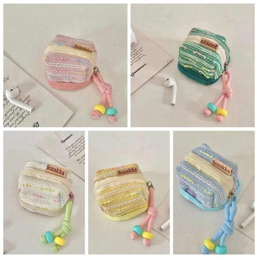 Candy Color Earphone Case Multifunction Large Capacity Zipper Storage Bag Portable Backpack Pendant Mini Coin Purse for Women