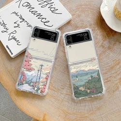 Case for Samsung Galaxy Z Flip 4 3 5 Case INS Korean Anime Sunset Scenery Print Shockproof Soft Cover for Samsung ZFlip4 ZFlip3