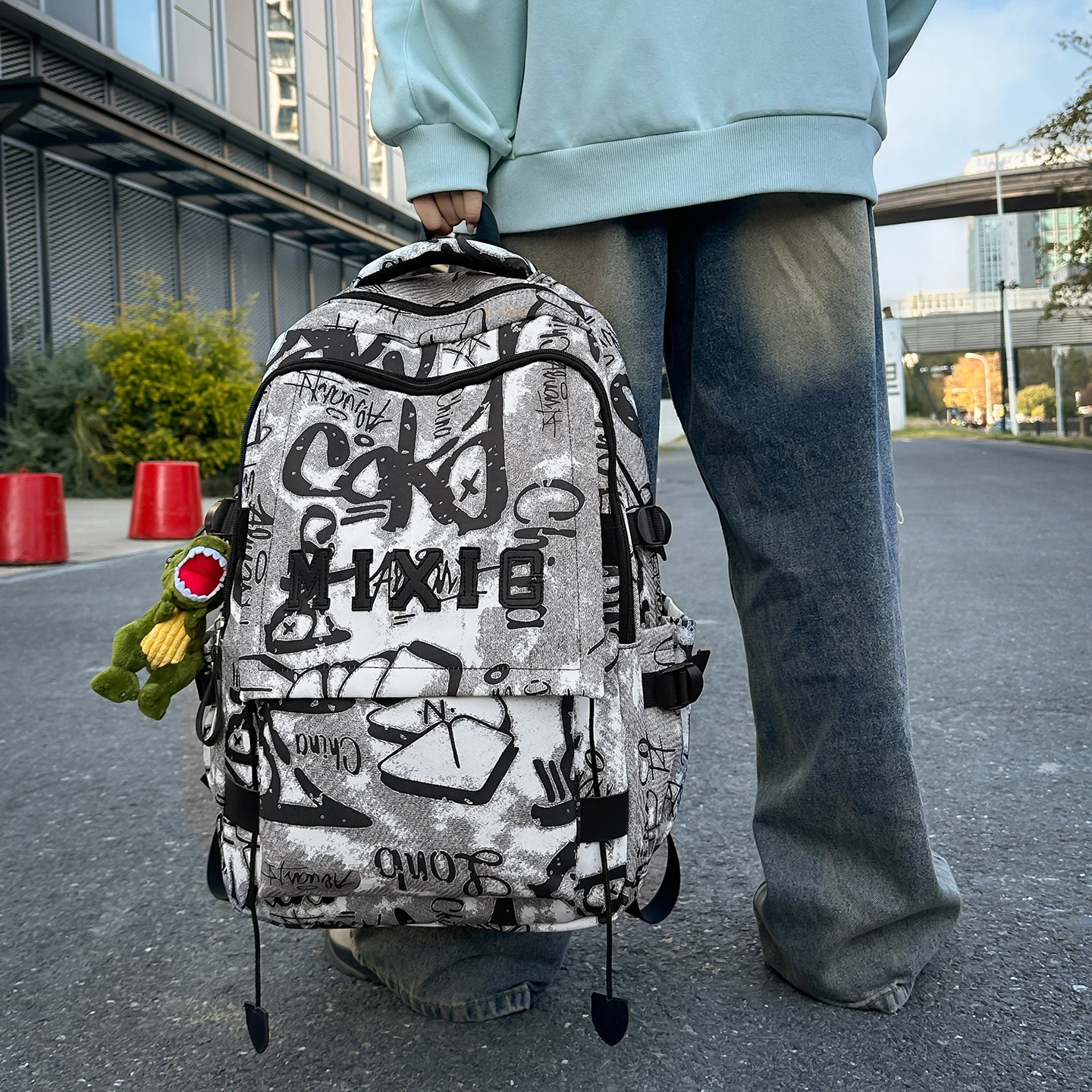 حقيبة ظهر مدرسية بتصميم جرافيتي أمريكي بسعة كبيرة للأولاد، حقيبة كتب عصرية رائعة للطلاب الصغار في سن المراهقة #4