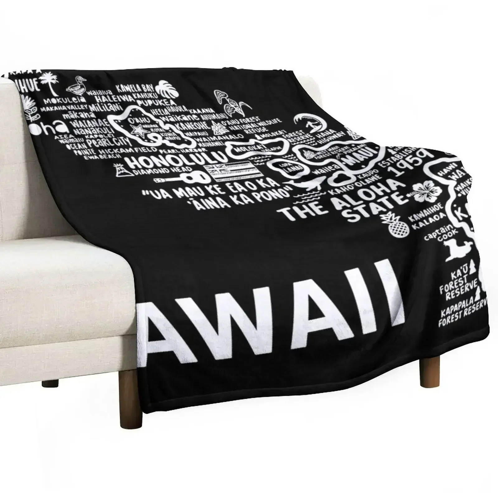 Hawaii Map Throw Blanket Blankets For Sofas Beach Warm for winter Designers Retros Blankets