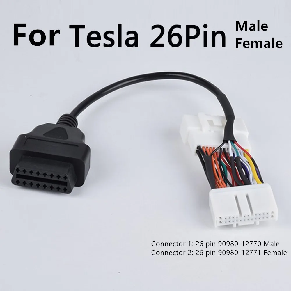 NEW OBD2 Cable For Tesla Model 3 OBD Diagnostic Car Tools 12/20/26Pin Male Female to 16Pin Cable for Tesla Model Y Auto Adapter