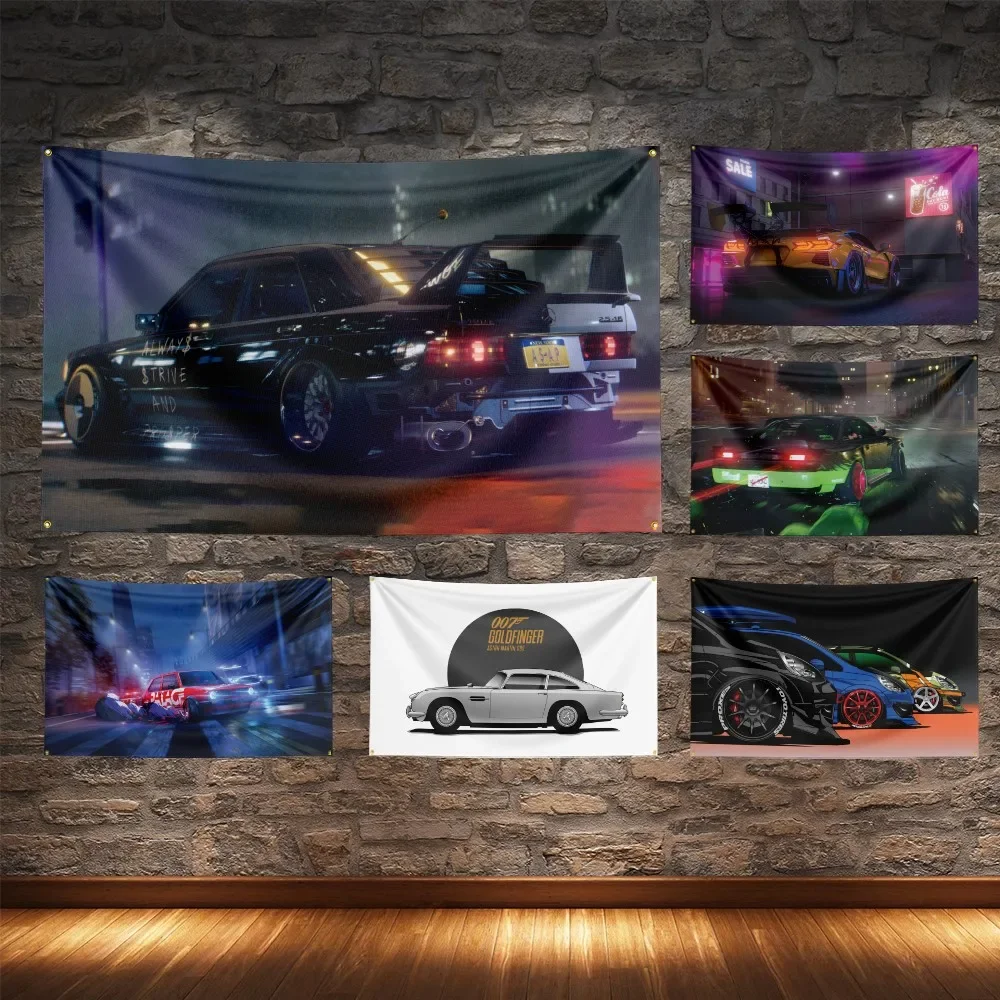 JDM Super Racing Flag Polyester Digital Printing Modified Cars Culture Banner For Decoration